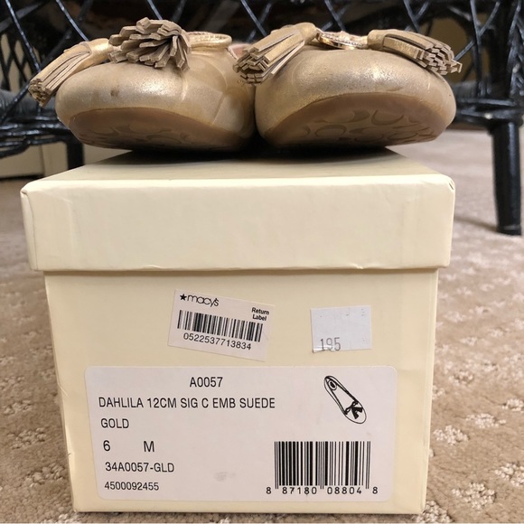 COACH Gold Leather Ballet Flats Size 6 - Picture 3 of 11
